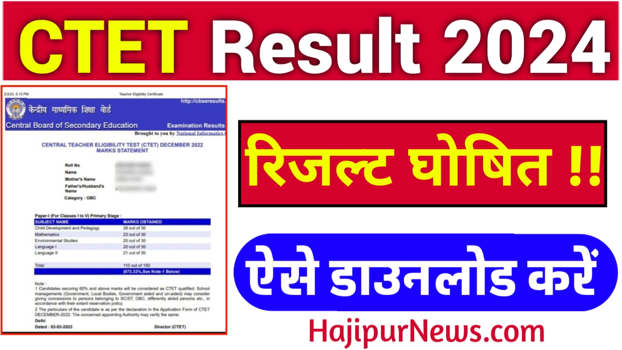 CTET Result हुआ जारी अब मिठाई बटवा दो मिली बड़ी खुशखबरी..!